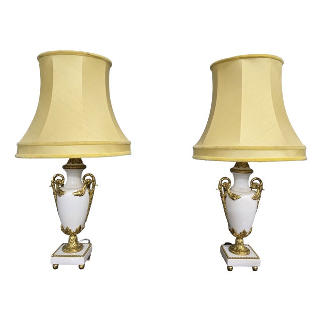French Marble Table Lamps, 1910, Set of 2 For Sale