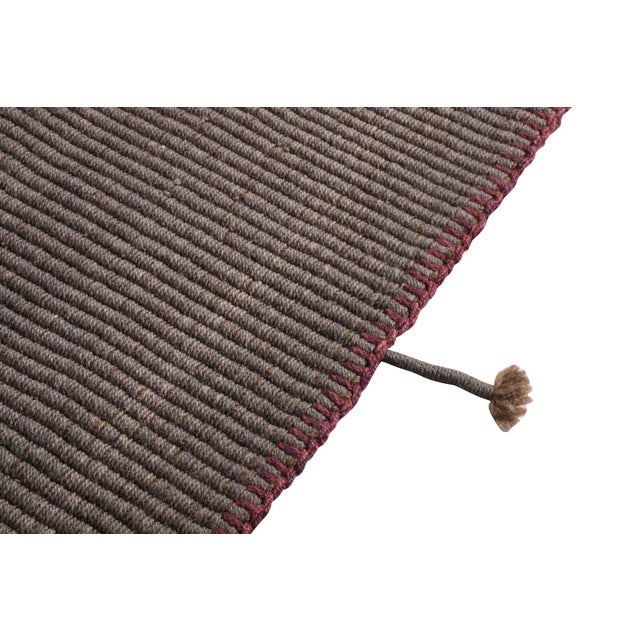 Late 20th Century Rug & Kilim’s Modern Kilim Rug in Red and Gray-Brown Striped Patterns For Sale - Image 5 of 8