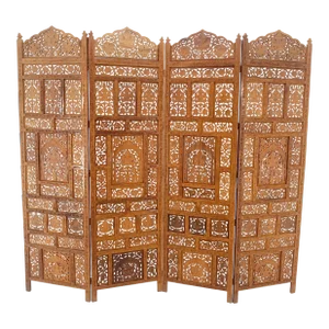 Fine Asian Carved Teak 4 Panels Screen Room Divider - 4 Panels