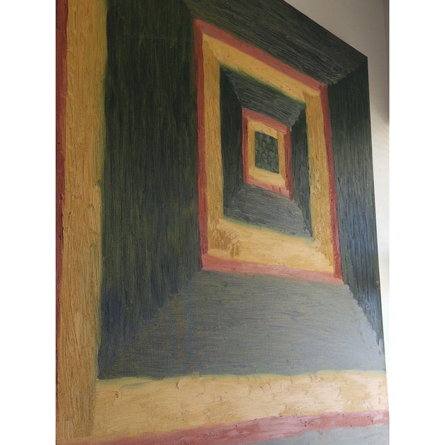 Art Deco Large 48” X 48” Oil Painting Titled Hall of Good Luck by Artist Brandt Leeds For Sale - Image 3 of 9
