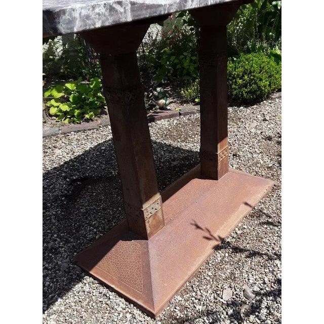 Stone Antique German Art Nouveau Garden Table with Marble Plate, 1890s For Sale - Image 7 of 8