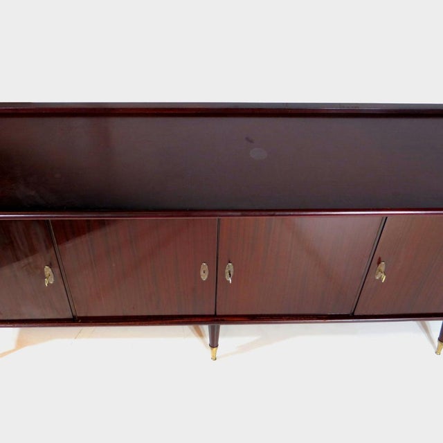 Wood Vintage Art Deco Sideboard with Stylish Legs and Brass Elements, 1920s For Sale - Image 7 of 8