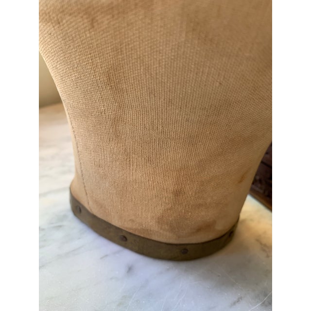 Wood Vintage Mannequin Head Canvas Millinery Hat Shop Display For Sale - Image 7 of 10