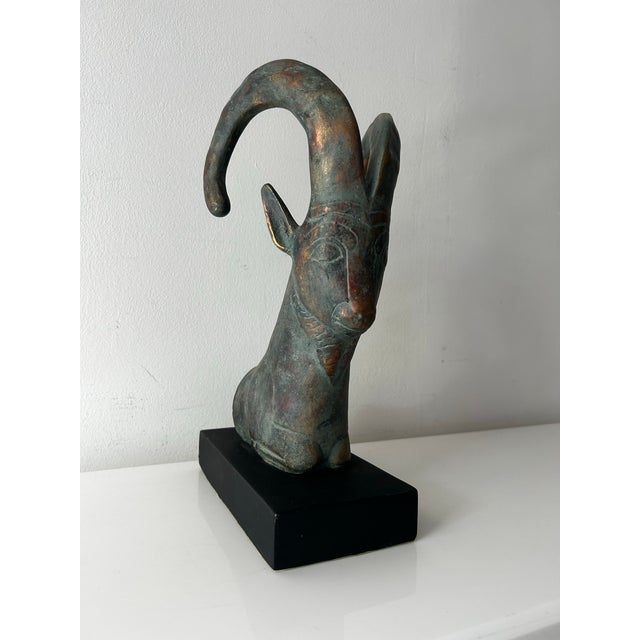 Vintage Mid Century Bronze Alva Museum Replica of Egyptian Ibex (Capricorn) For Sale In Miami - Image 6 of 10