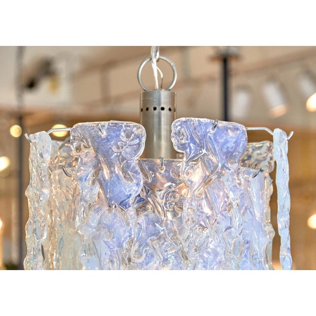 1970s “Ghiacciolo” Murano Glass Iridescent Chandelier For Sale - Image 5 of 12