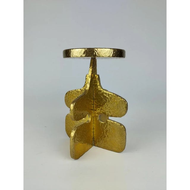 Brutalistic candle stand made of brass, around 1970. The weight is 1.5 kg. It is suitable for candles up to a diameter of...