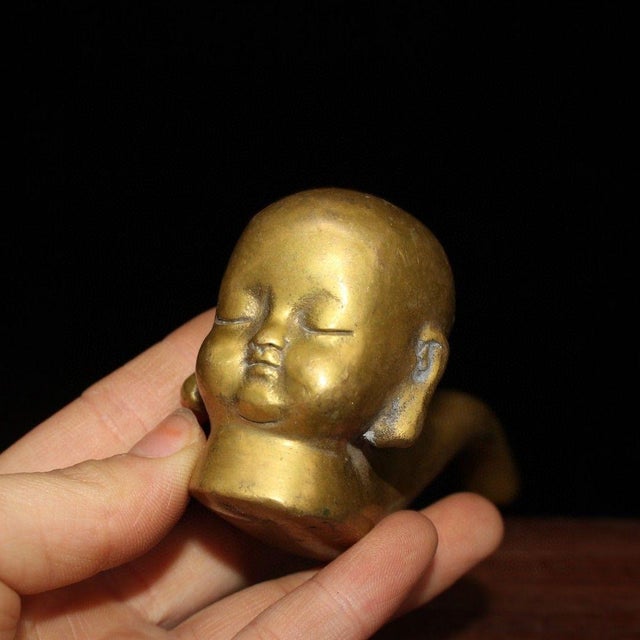 Vintage Brass Child's Head Tobacco Pipe – Figural Opium Pipe For Sale - Image 9 of 9