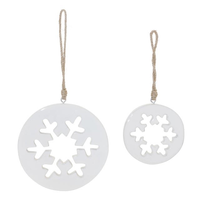 Contemporary White Wood Snowflake Cut-Out Ornament (Set of 12) For Sale - Image 3 of 7