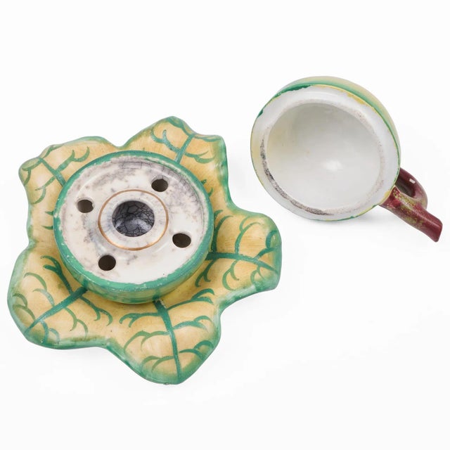 English Antique 19th Century English Melon Form Porcelain Inkwell For Sale - Image 3 of 3