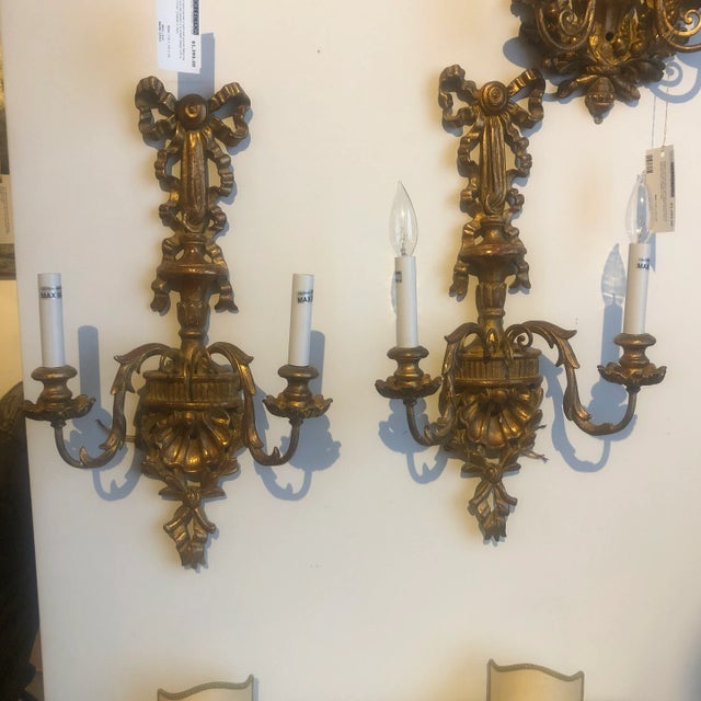Pair of Traditional Italian 2 Light Wood Carved Sconces For Sale - Image 12 of 12