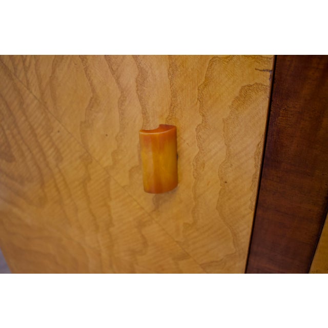 Brown Art Deco British Birdseye Maple Tallboy Compact Wardrobe, 1930s For Sale - Image 8 of 15