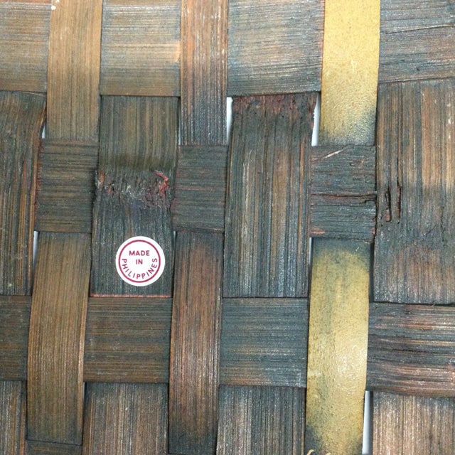 Wood Vintage Oak Strapped Market Basket For Sale - Image 7 of 12