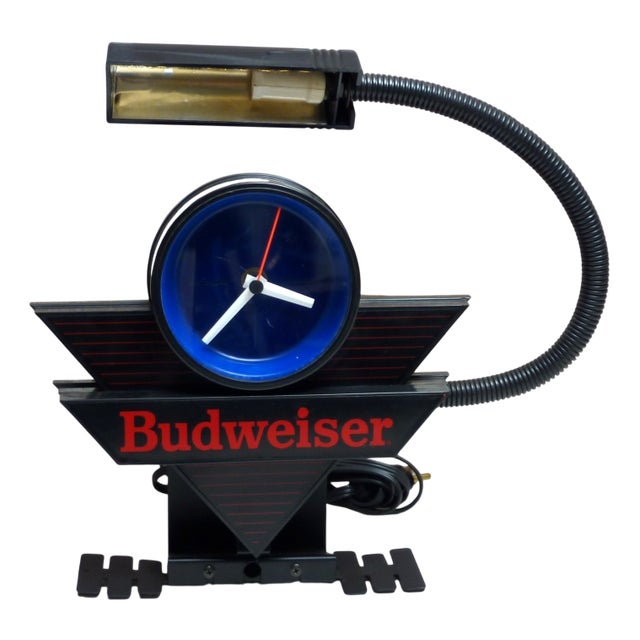 Budweiser Beer Sign with Clock, USA, 1980 For Sale