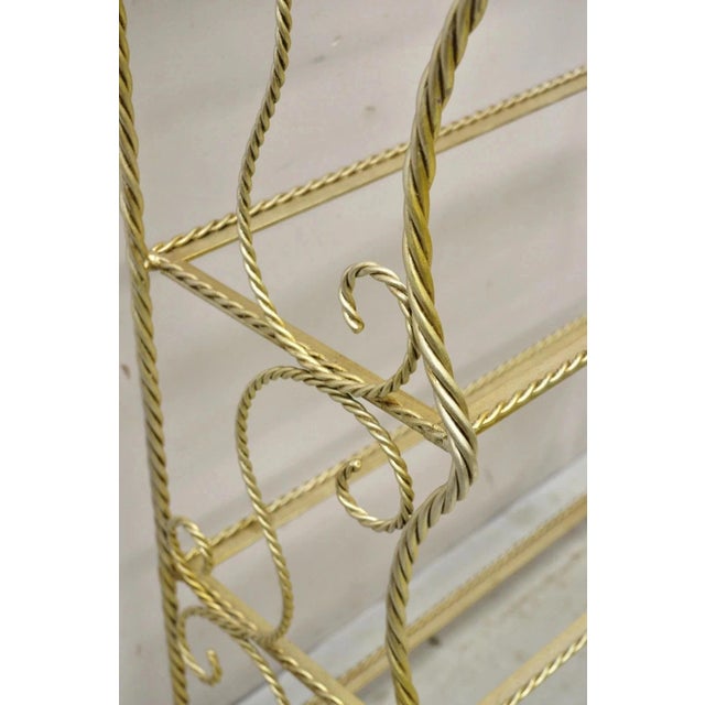 Mid 20th Century Italian Hollywood Regency Iron Rope Tassel Silver Gold 5 Tier Etagere Bookcase For Sale In Philadelphia - Image 6 of 12