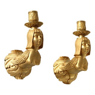 French Empire Ormolu Wall Sconces, 1820s, Set of 2 For Sale