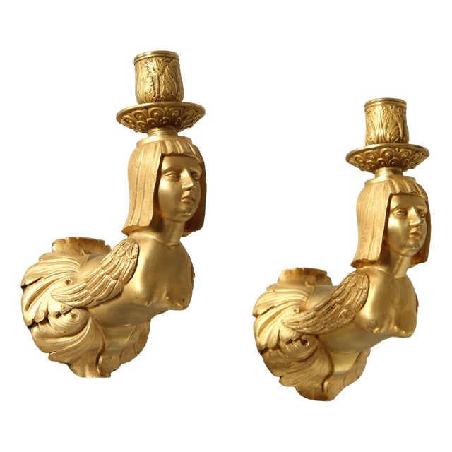 French Empire Ormolu Wall Sconces, 1820s, Set of 2 For Sale