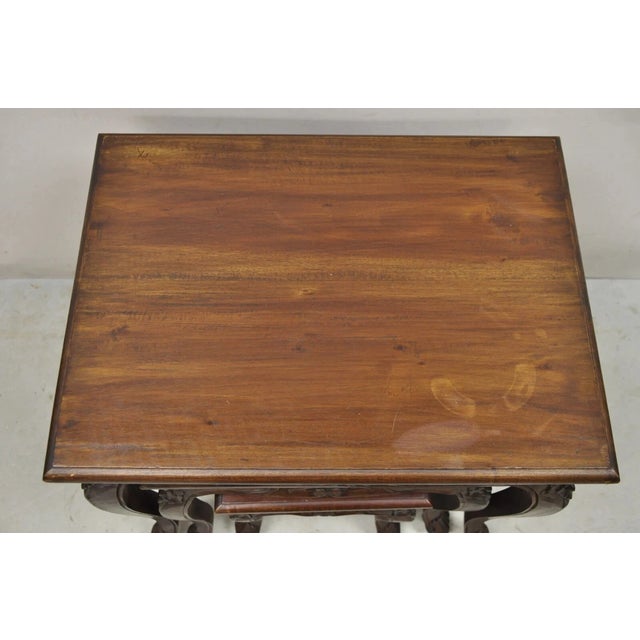 Vintage French Rococo Baroque Style Mahogany Nesting Side Tables - Set of 3 For Sale In Philadelphia - Image 6 of 12