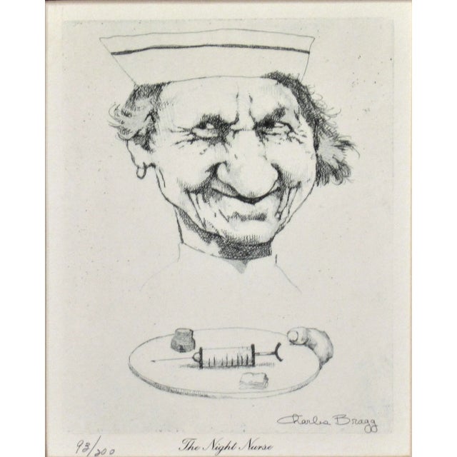 This artwork titled "The Night Nurse" c.1970 is a lithograph by noted American artist Charles Bragg, 1931-2017. It is...