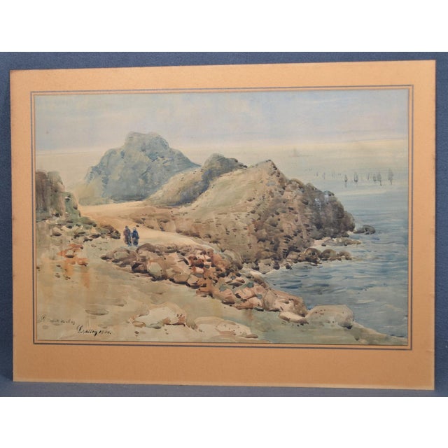 Traditional G. Masson a Charming Belle Époque View of Brittany’s Legendary Pointe Du Raz, Captured in 1900 For Sale - Image 3 of 11
