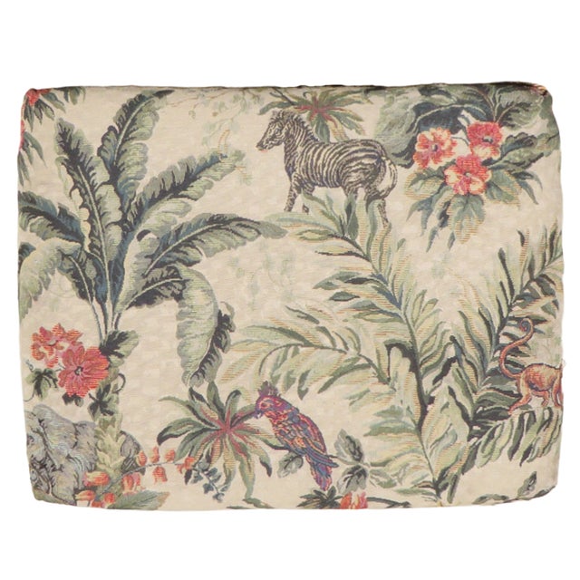 French Country English Carved Wood Upholstered Ottoman For Sale - Image 3 of 6