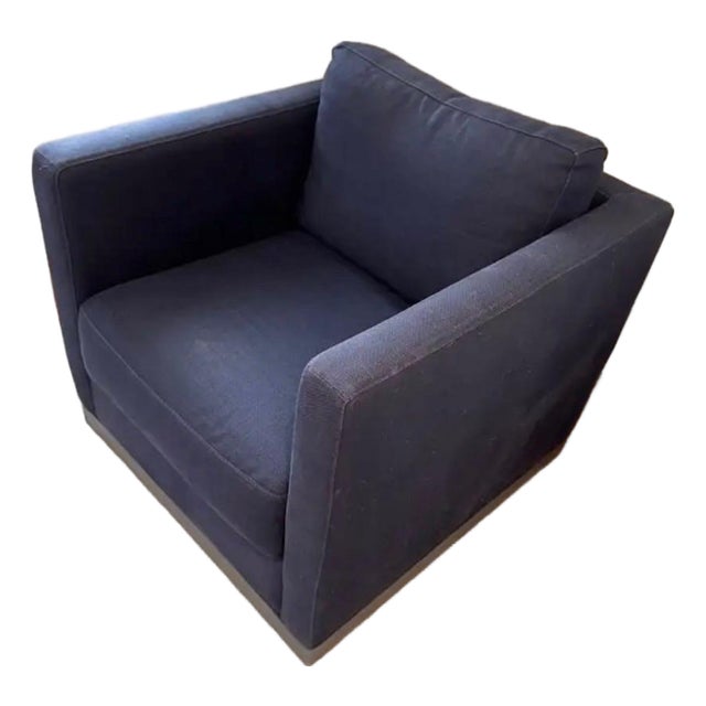 Navy Blue MCM Swivel Arm Chair - Club Chair by Cisco For Sale