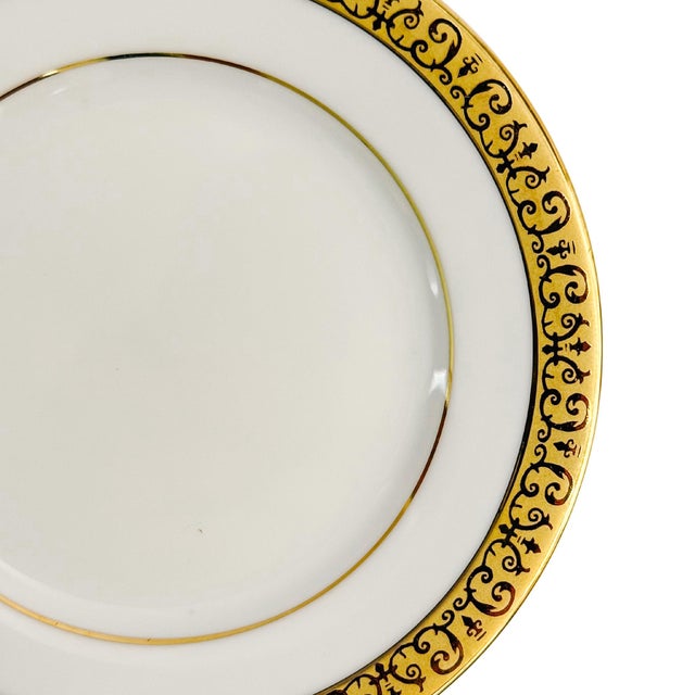 French Vintage Gold Encrusted Band Bread & Butter Plates - Set of 12 For Sale - Image 3 of 4