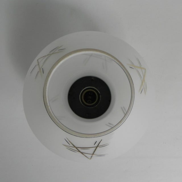 Metal Art Deco Ceiling Lamp with Glass Shade and Gold Decorations, 1930s For Sale - Image 7 of 10