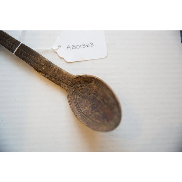 :: Vintage handmade African wooden spoon with tons of character and charm. Circa 1930s, believed to be from the Tuareg...