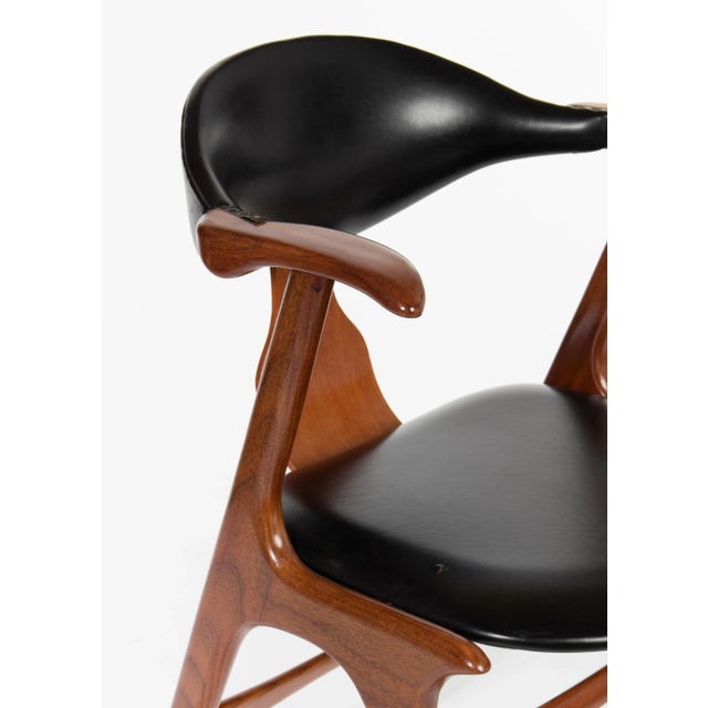 1950s Cow Horn Dining Chairs attributed to Louis Van Teeffelen for AWA Holland, 1950s, Set of 3 For Sale - Image 5 of 7