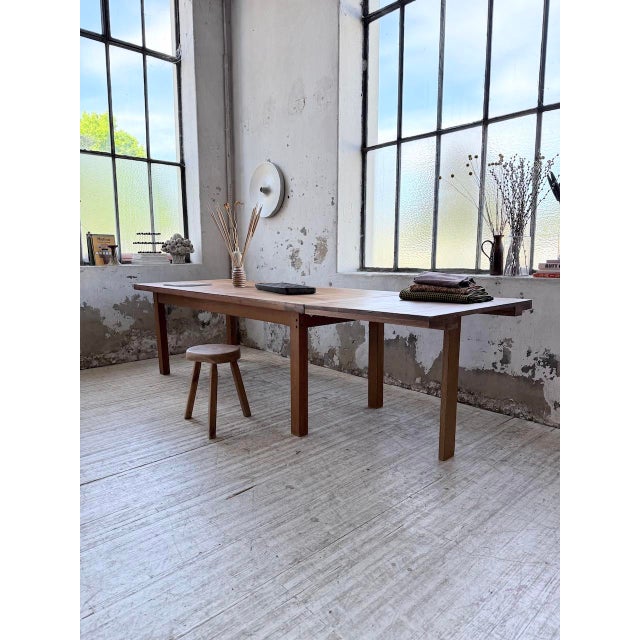 Brown Golden Oak Farmhouse Table with Extension, 1960s For Sale - Image 8 of 18