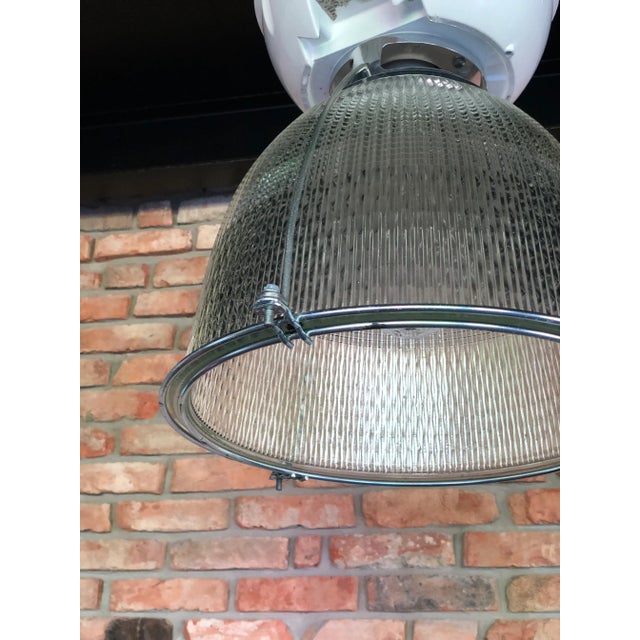 Metal Vintage Industrial Glass & Metal Loft Lamp from Holophane, 1980s For Sale - Image 7 of 10