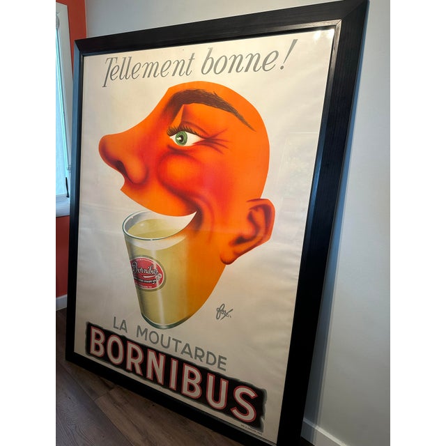 1950s La Moutarde Bornibus Original Vintage Large French Advertising Poster 54x69 Inches For Sale - Image 10 of 11