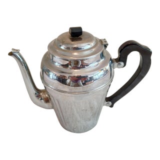 Vintage Art Deco Chromium Silver Tea Pot With Bakelite Handle For Sale