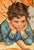Figurative Unusual Antique Framed Oil Painting Portrait Unhappy Student Girl Classroom School For Sale - Image 3 of 11