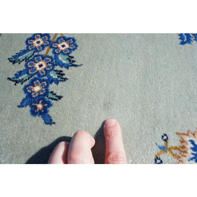 Textile 1980s Vintage Kashan Floral Blue & Gold Wool Area Rug - 9' X 13' For Sale - Image 7 of 13