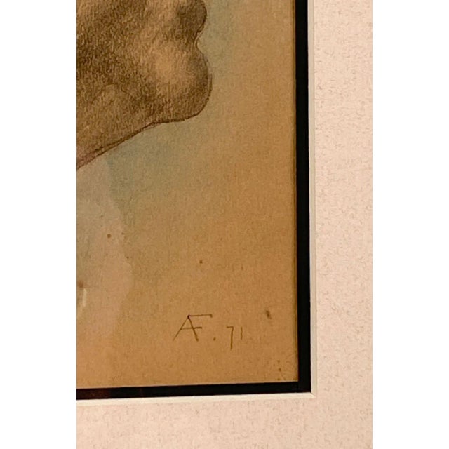 Realism Beaux-Arts Pastel Sketch, Signed "Af 71", France For Sale - Image 3 of 6