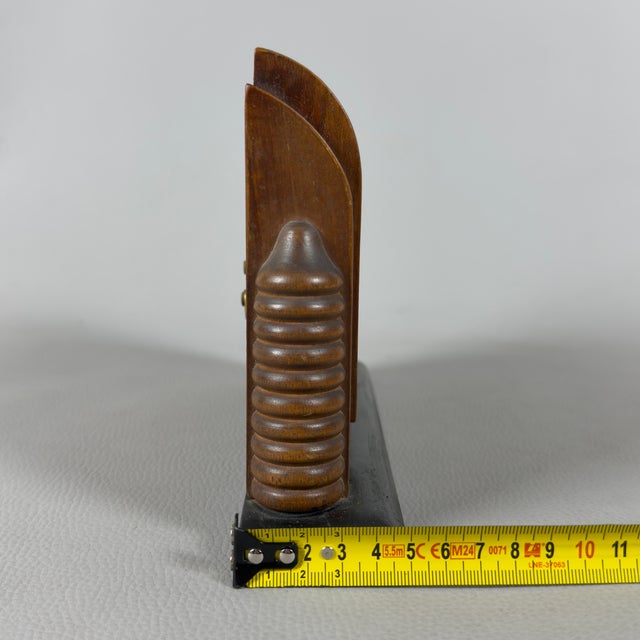 Vintage Art Deco Mechanical Table Clock in Burl Wood, 1940s For Sale - Image 10 of 12