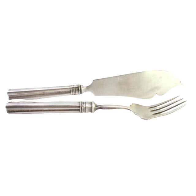 Embossed Silver Cheese Knife and Fork, Set of 2 For Sale - Image 5 of 5