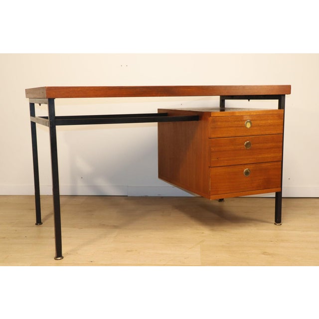 Mid-Century Modern Vintage Teak and Metal Desk, 1960s For Sale - Image 3 of 18