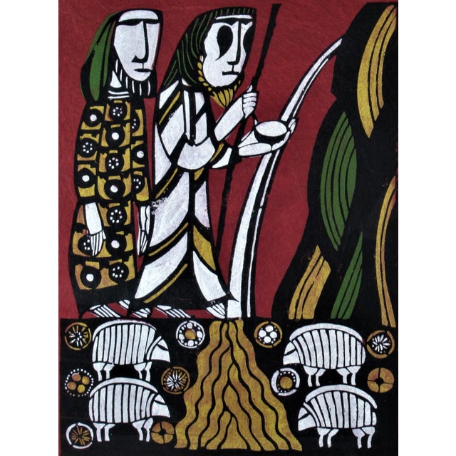 Modern Sadao Watanabe, Moses Smiting the Rock of Meribah, Exodus, 1972 For Sale - Image 3 of 8