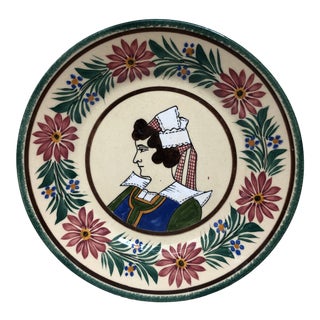 French Faience Plate Quimper, Circa 1920 For Sale