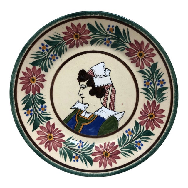 French Faience Plate Quimper, Circa 1920 For Sale