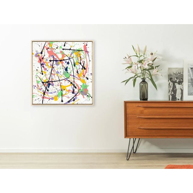 1990s Color Blob, Acrylic on Canvas, Framed For Sale - Image 5 of 14