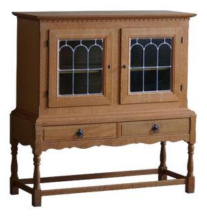 Vintage Danish Cabinet in Oak with Glass Front, 1950s