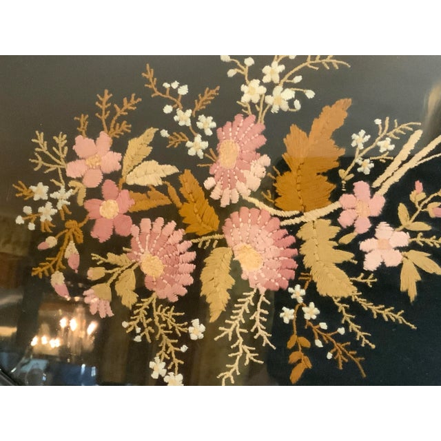 French 19th Century French Embroidery Under Glass Vanity Tray For Sale - Image 3 of 12