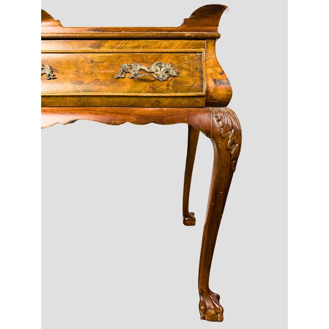 Chestnut 1970s Italian Wood Burl Wood Tea Table One Drawer For Sale - Image 8 of 16