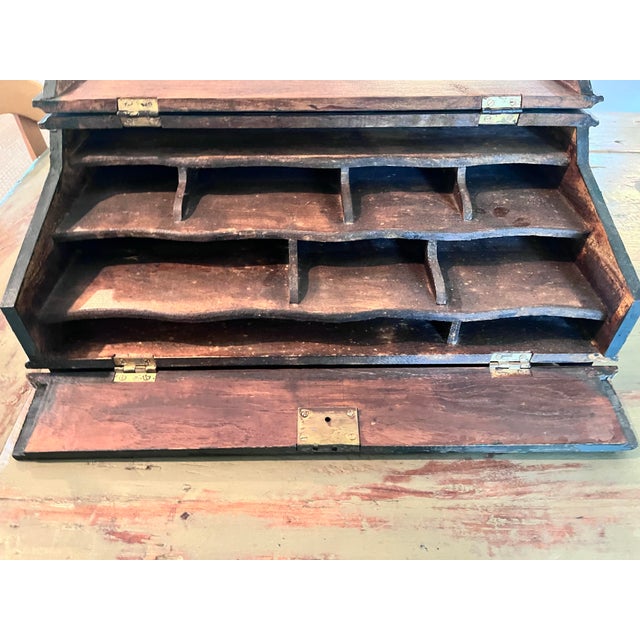 Vintage Hand Painted Slant Front Correspondence Box. For Sale - Image 11 of 12
