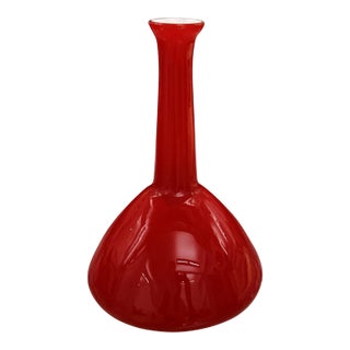 Vintage Red Cased Glass, Possibly Kastrup of Denmark Made for Ramor Label For Sale