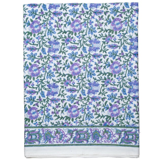 Contemporary Aria Fitted Sheet, Twin - Lavender & Blue For Sale - Image 3 of 3