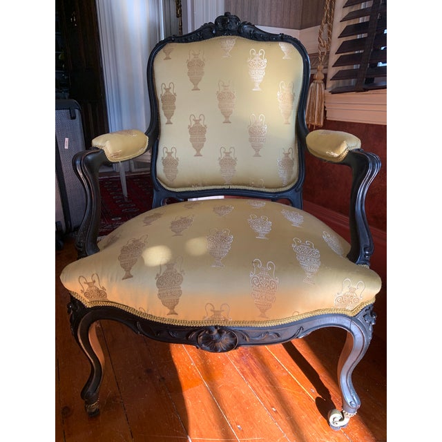 French Antique Upholstered Louis XV Armchairs - a Pair For Sale - Image 3 of 11